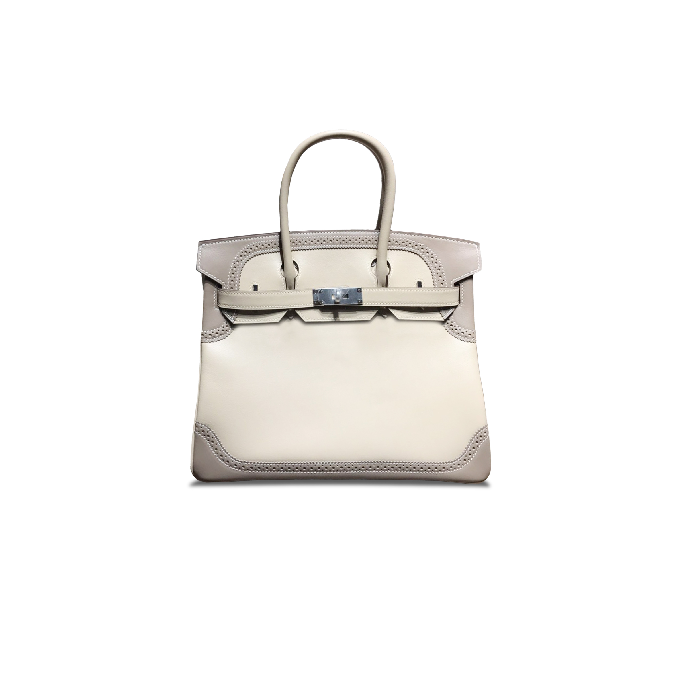 HERMÈS MASTER BIRKIN 30 SWIFT ALMOND GREY AND ELEPHANT GREY SILVER BUCKLE 320077 (30*22*15cm)